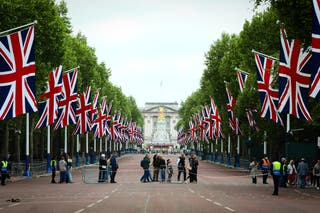 The Mall has been prepared for Victory in Europe Day celebrations