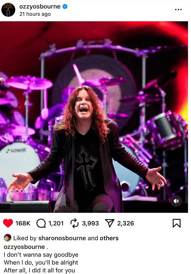 Sharon Osbourne makes touching move days after late husband Ozzy’s death