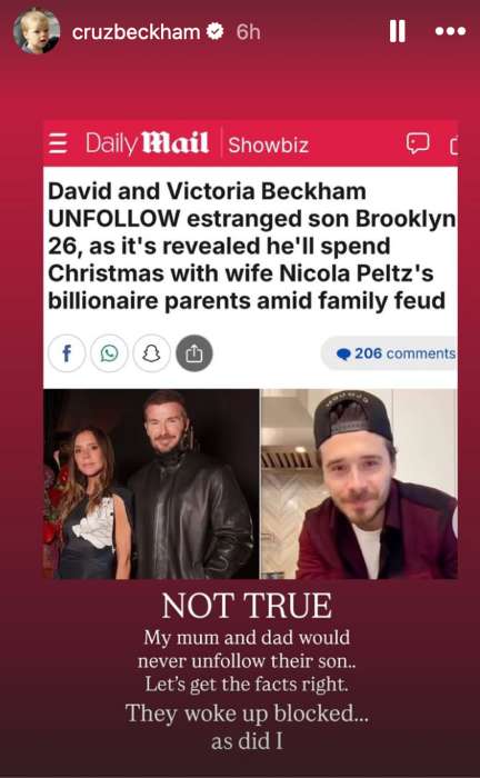 Victoria Beckham shares my perspective after Cruzs post amid family feud